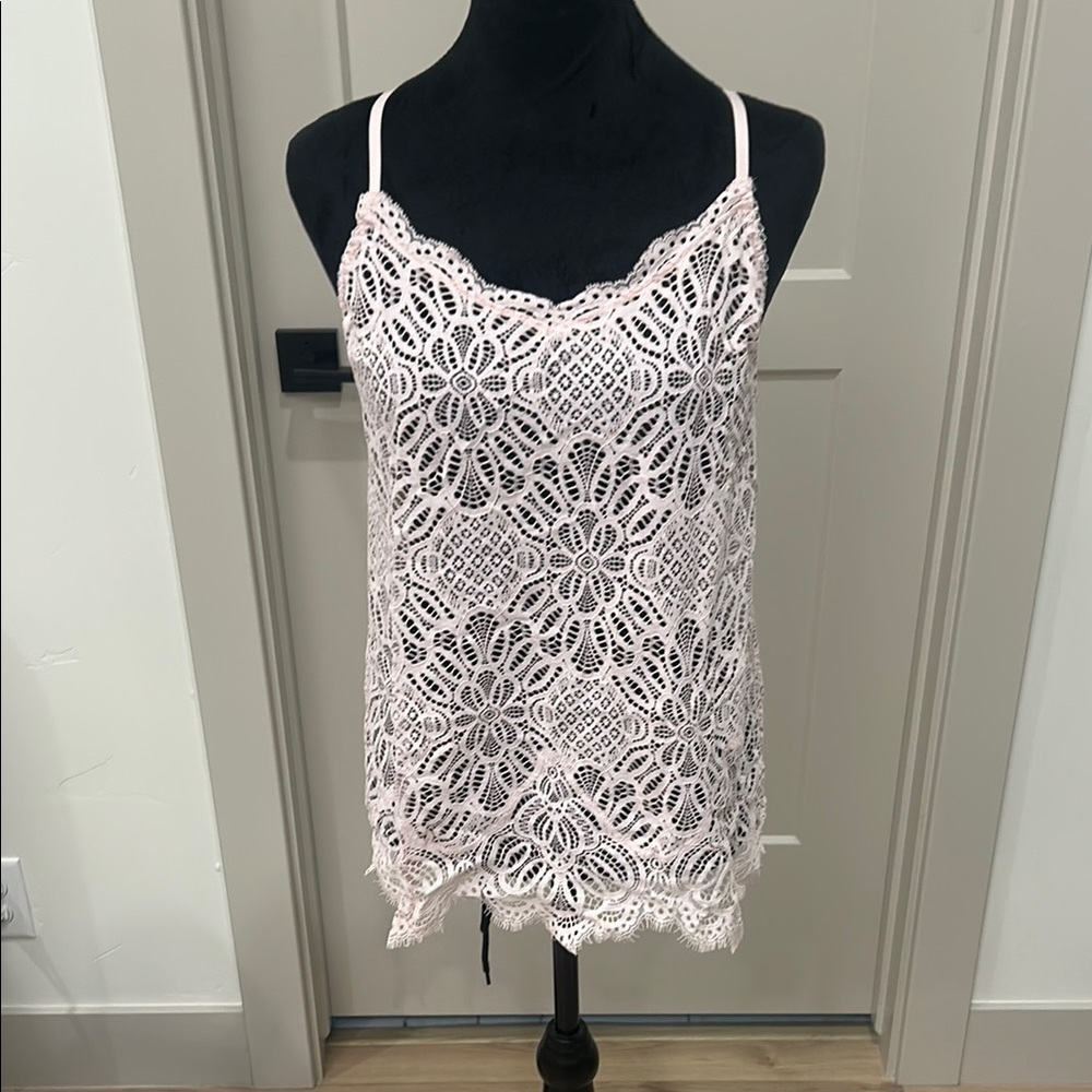 V Secret Elegant Lace Spaghetti Strap Top - baby pink